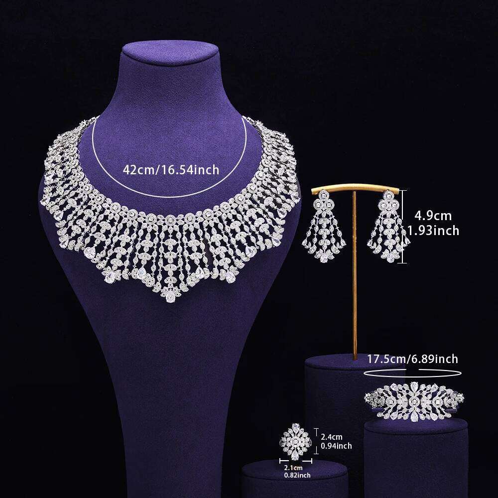 Luxury Big4 pcs Jewelry Set With Cubic Zirconia for Women Bridal Party Wedding Accessories indina Saudi Arabic Dubai Z260313