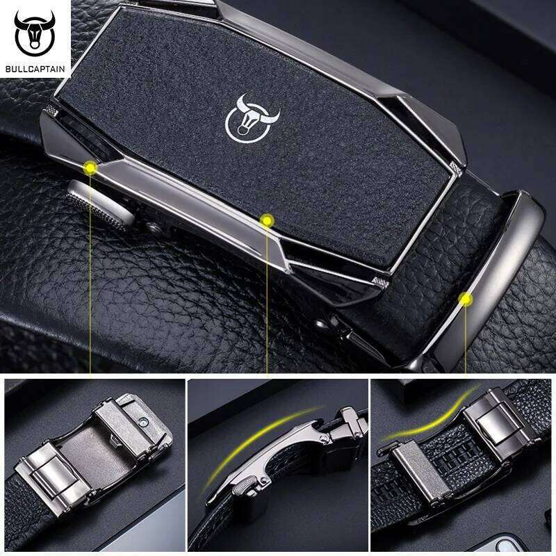 BULLCAPTAIN First Layer Automatic Leather Belt Men's Business Casual Buckle Headband Z260226