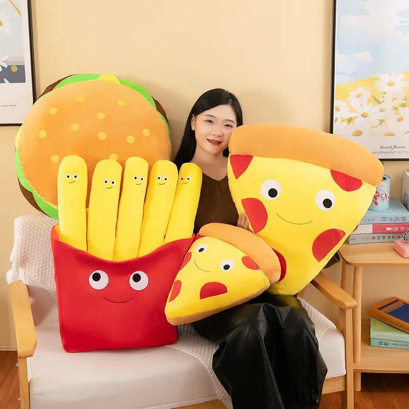 Creative Cartoon French FriesHamburger Pizza Ornaments Couple Plush Toy Doll For Girls And Boys Birthday Gifts Y260314