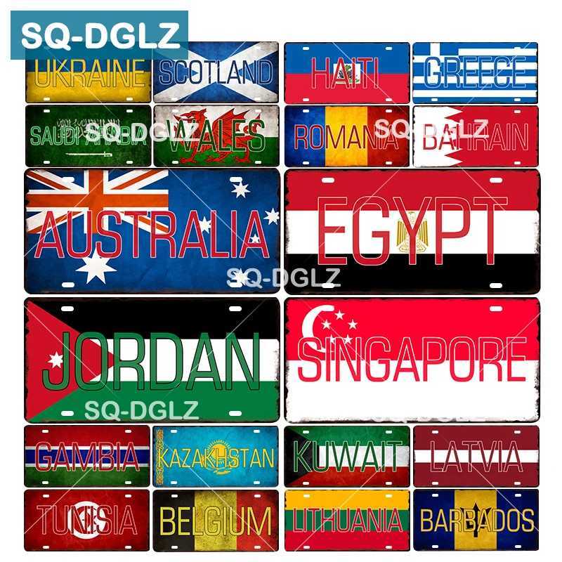 SQ-DGLZ Ours National Flag Ukraine Wall Decoration Tin Sign Country Flag Metal Sign Home Decor Painting Plaques Poster D260314