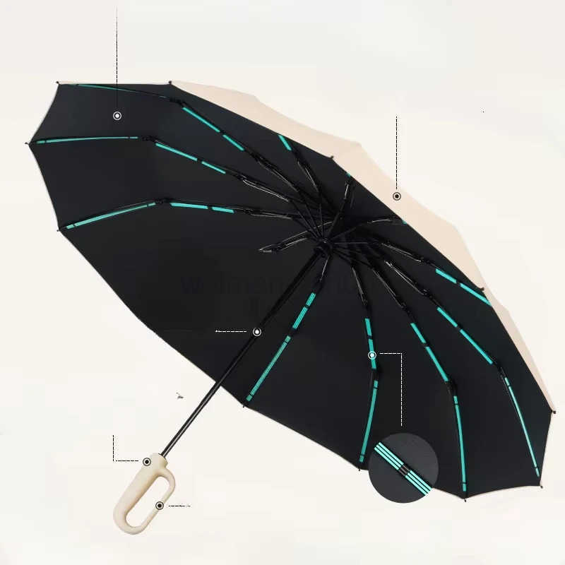 20 Bones Windproof Strong 106CM Reinforced Automatic Folding Umbrella for Men Large Buckle Handle Wind and Water Resistant H260314