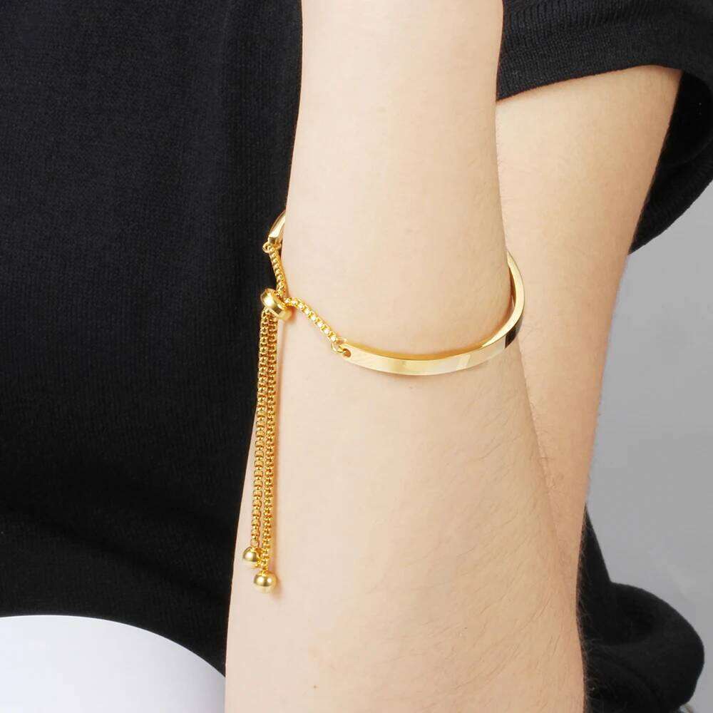 Fashion Gold Color Stainless Steel Bangle Bracelets For Women Adjustable High Polished Brand Wristand Gift Bangles Wholesale Z260313