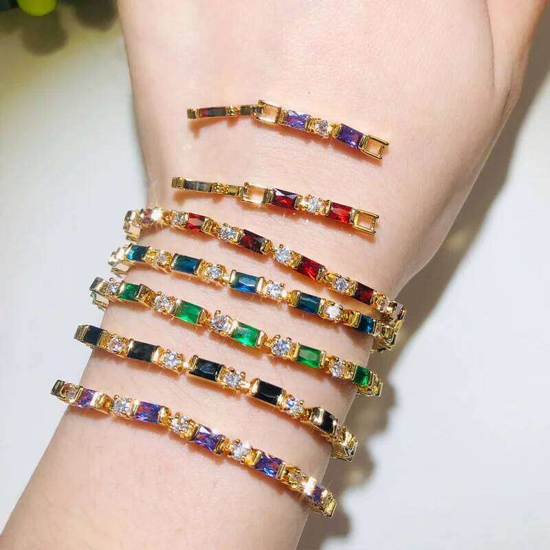 CWWZircons 2023 New Fashion Ladies 585 Gold Color Jewelry Elegant Black CZ Tennis Bracelets for Women Accessories CB208 Z260313