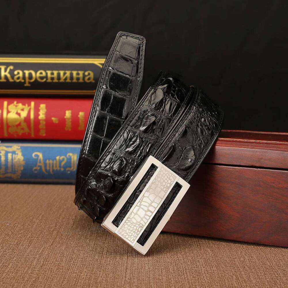 2024 New Crocodile Leather business and leisure Automatic Buckle Waist Belt for men's inner wear slide belt 45 Z260226