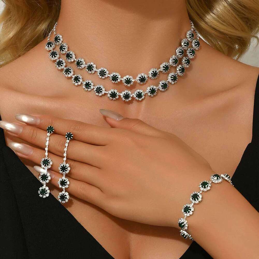 Fashionable geometric circular simple luxury style necklace earrings bracelet jewelry set party holiday daily wear Z260313