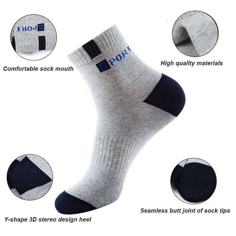 5 Pairs Cotton Fiber Autumn Winter Men Sweat-absorbent Sports Sock Breathable Deodorant Business Socks Z260314