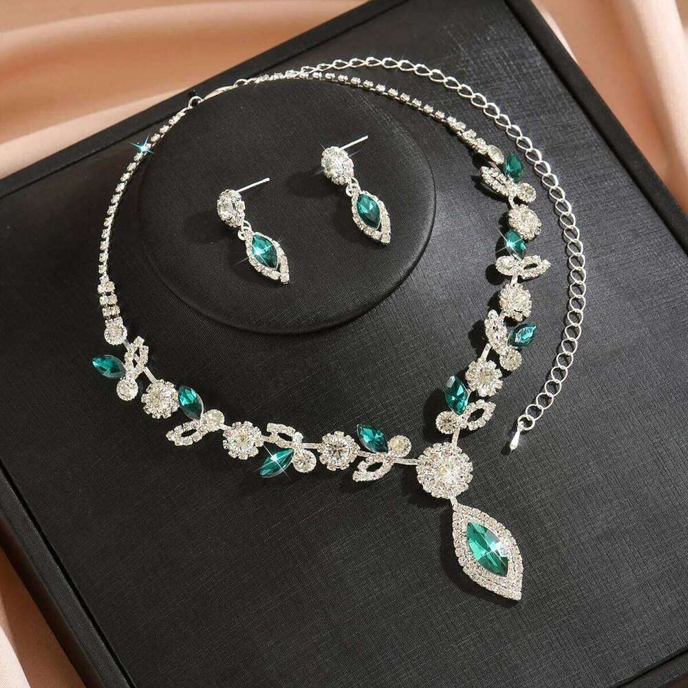 3PC Women's Fashion Leaf Water Drop Necklace Earrings Jewelry Set Suitable for Wedding, Party, Festival Gifts Z260313