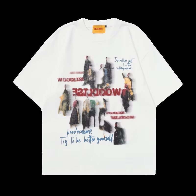 Summer Fantasy Polo Portrait Print Niche Heavyweight Shortsleeve Ins Hiphop Gradient Letter Shortsleeve Men's Designer Hoodie Designer T-shirt Trendy Street