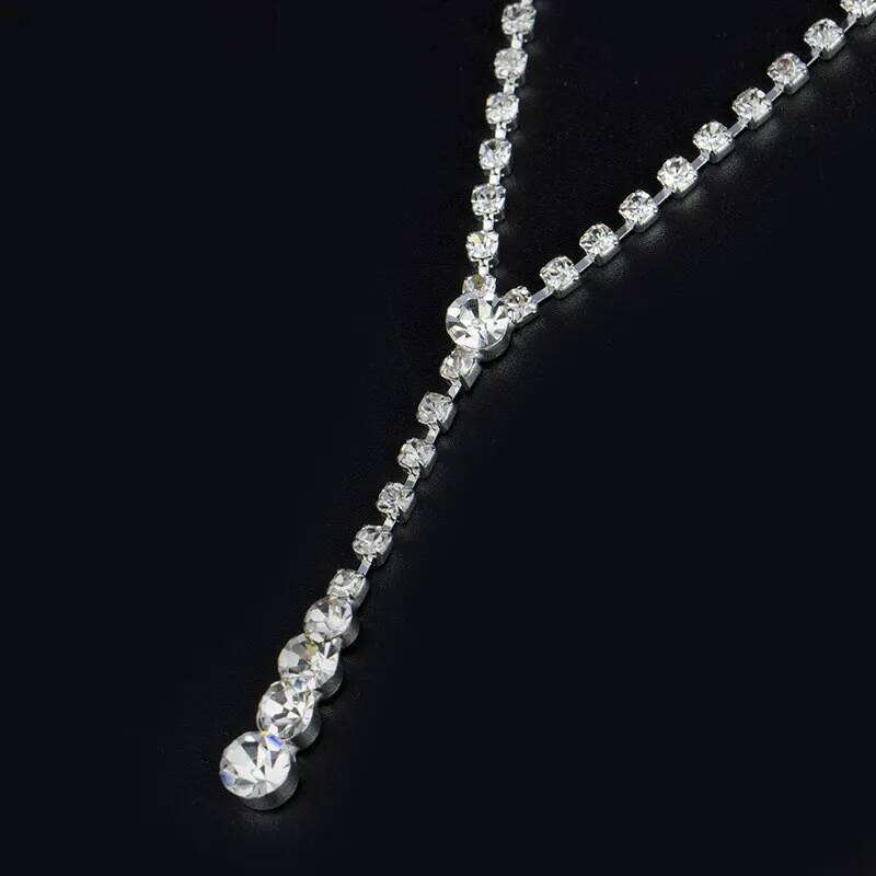 Fashion Drop Crystal Rhinestone Necklace Earrings Jewelry Set for Bridal Bridesmaid Wedding Clothing Accessories Z260313