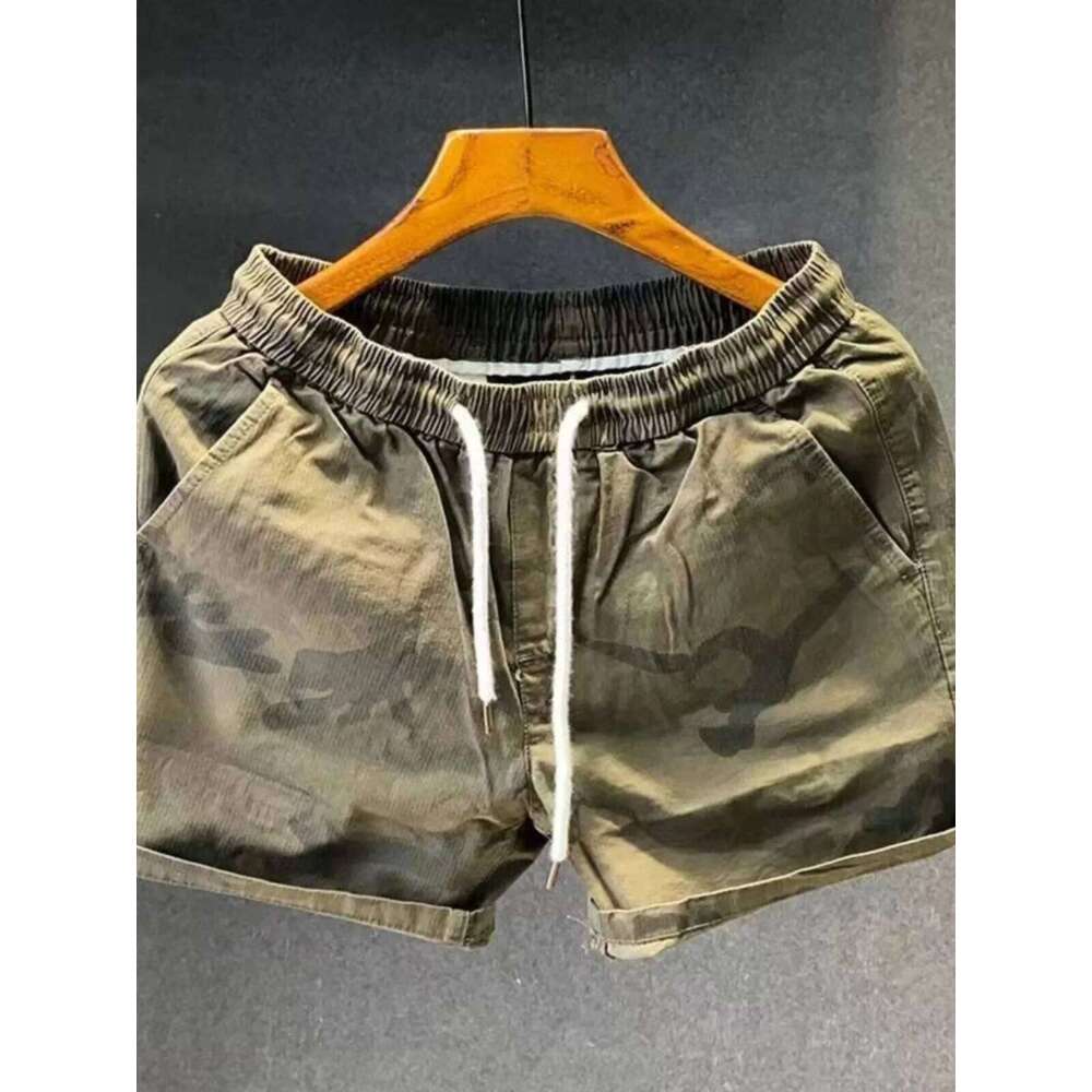 Men's Cotton Camouflage Workwear orts Summer Trendy Brand Loose Fit Tee-quarter Length Casual Pants Youth Active Sle Z260314