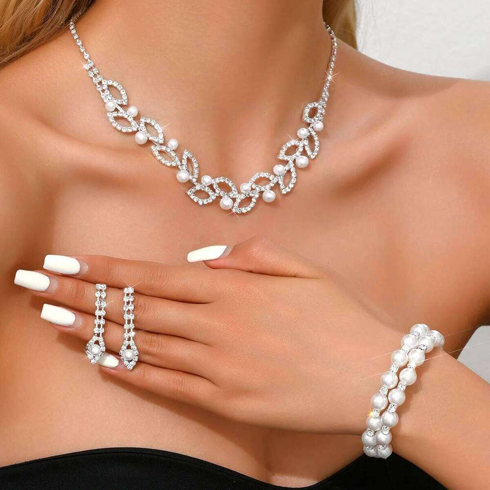 European and American Fashion Water Necklace, Earrings, Bracelet Set, Amazon Explosive Full Diamond Claw Ch Z260313