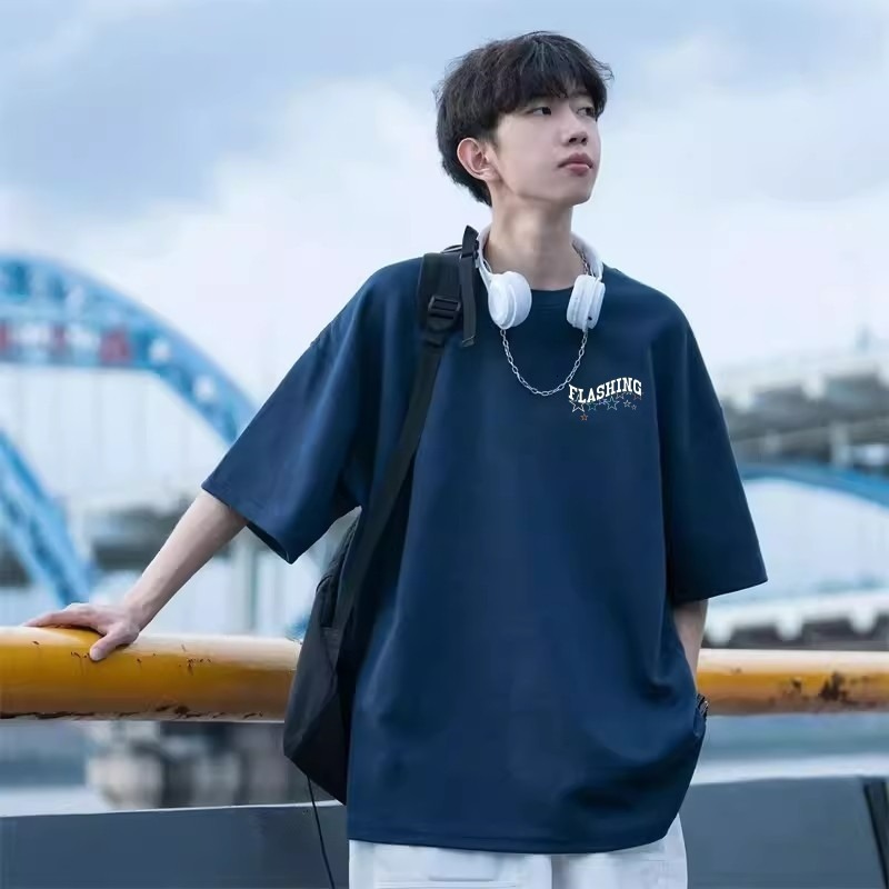 Summer New Vintage American Designer T-shirt Polo Style Trendy Minimalist Designer Hoodie Ins Heavyweight For Men Loose Comfortable Short Sleeve