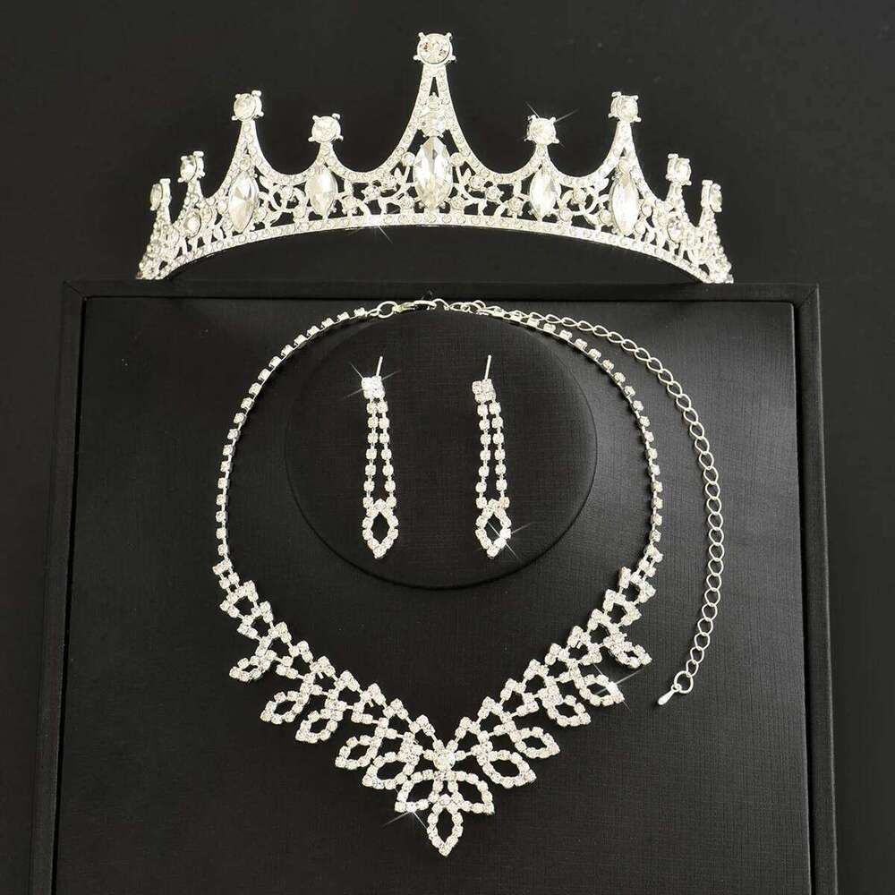 Ladies' fashionable waterdrop leaves, light luxury style, crown necklace, earrings, jewelry set, wedding party, holiday gift Z260313