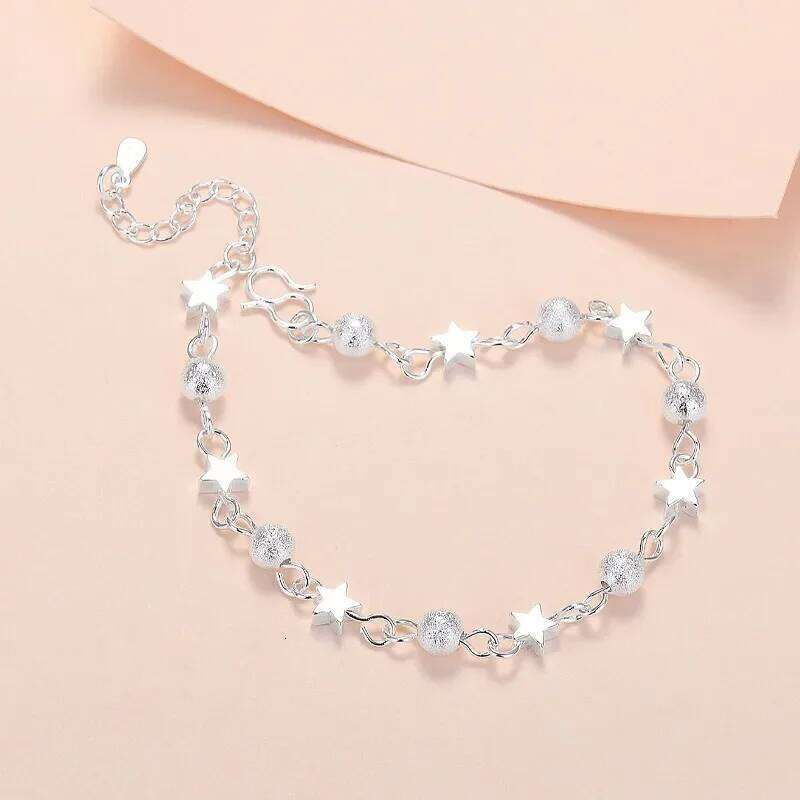 925 Sterling Silver Stars Bracelets For Women Fashion Korean Frosted Bead Bracelet Beautiful Party Wedding Jewelry Gift Z260313