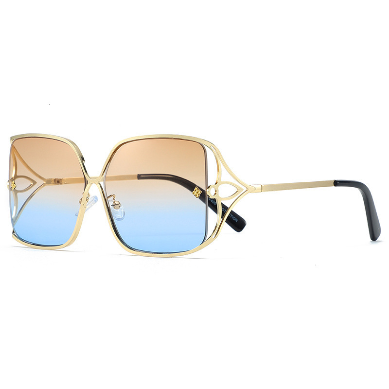 Luxury Brand Designer Sunglasses New European And American Style Clover Metal Sunglasses Fashion Gradient Color Square Frame Sunglasses For Women Tren