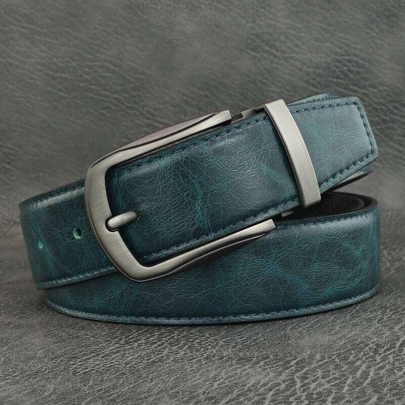 High quality pin buckle genuine leather fashion s belts casual luxury gray Cowskin young men ceinture homme B584 Z260226