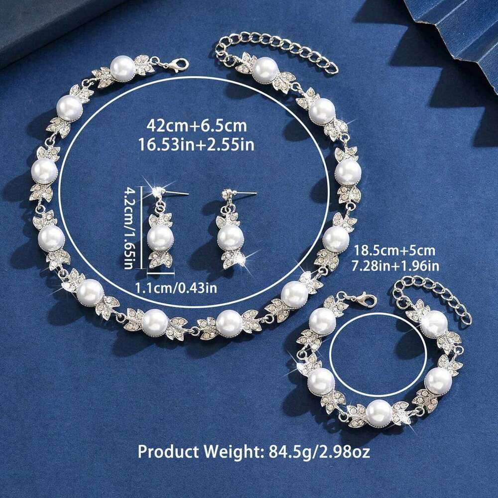 Cross border dress jewelry pearl three piece for European and American brides, retro high-end design set Z260313