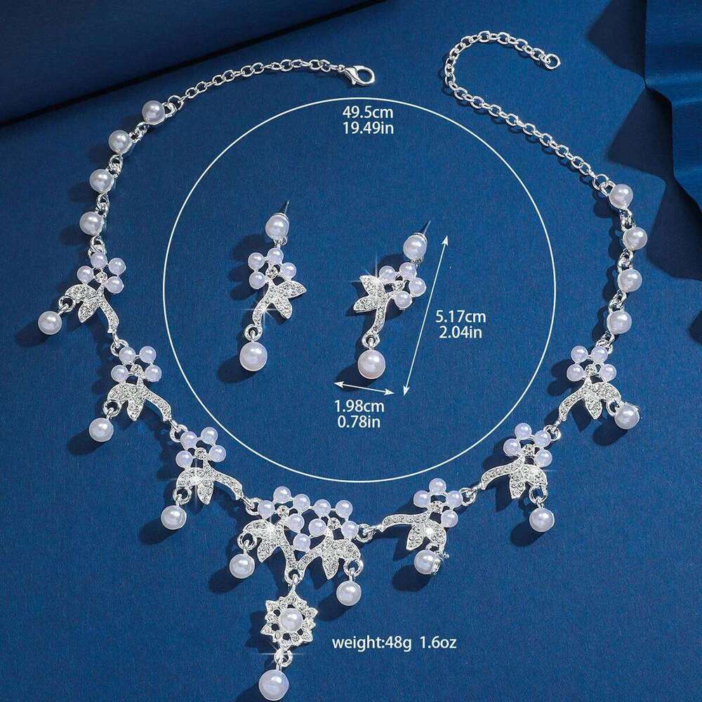 3PC Women's Fashion Imitation Pearl Design Necklace Earrings Jewelry Set Geometric Light Luxury Style Holiday Gift Z260313