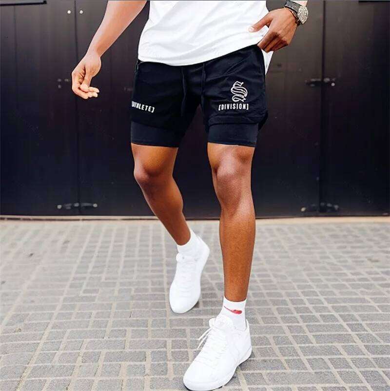 NEW 2 IN 1 Sport Running Casual Breathable Double-deck Jogging Quick Dry GYM Fitness Workout Men Shorts Z260314