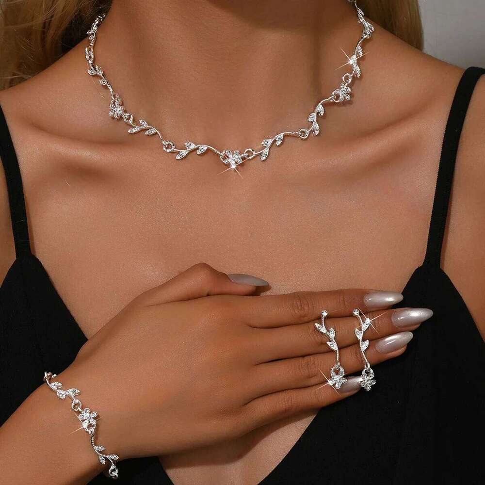 4PC Women's Fashion Necklace, Earrings, Bracelet, Jewelry Set with Design Sense Suitable for Wedding, Party, Festival Gifts Z260313