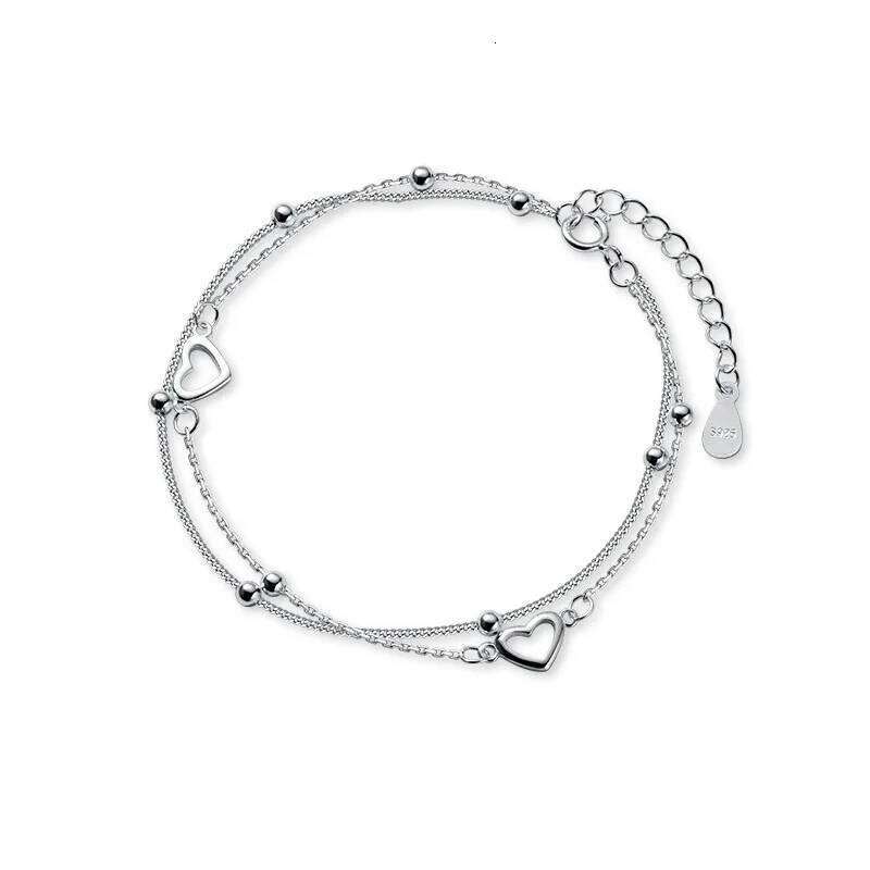 VENTFILLE 925 Sterling Silver Double Love Heart Hollow Round Beads Bracelet Female Fashion Romantic Jewelry Classic Adjustable Z260313
