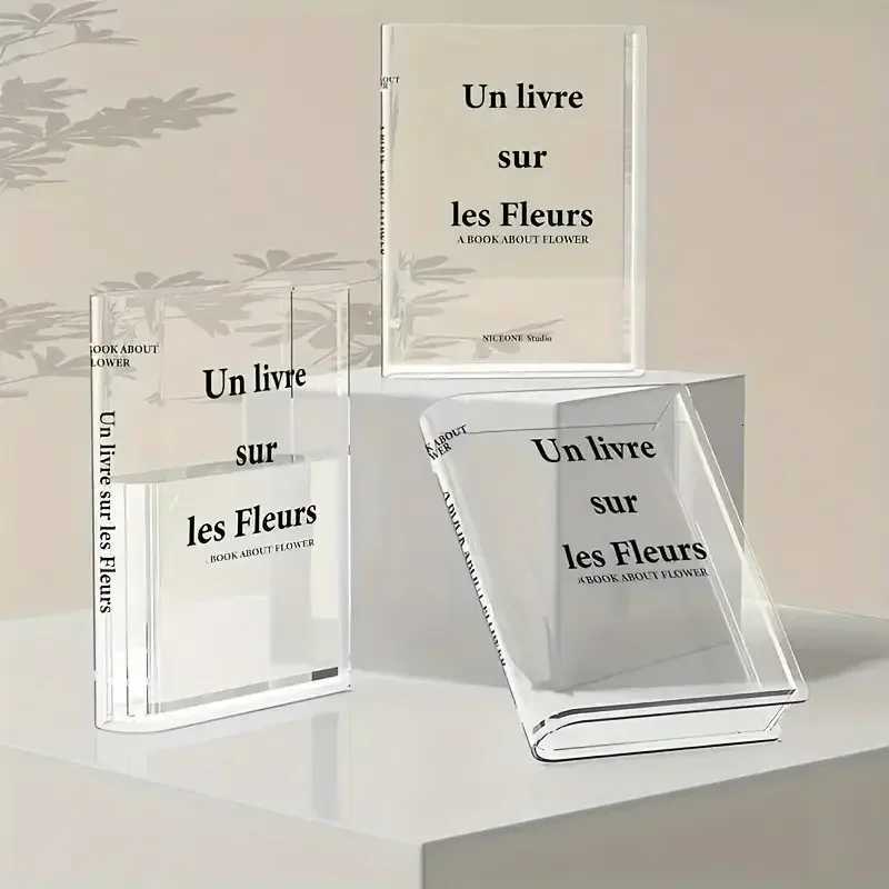 Clear Book Vase Aesthetic Acrylic Vase Unique Flower Vase For Cute Bookshelf Decor Modern Style Vase Room Decor Floral Container Y260314