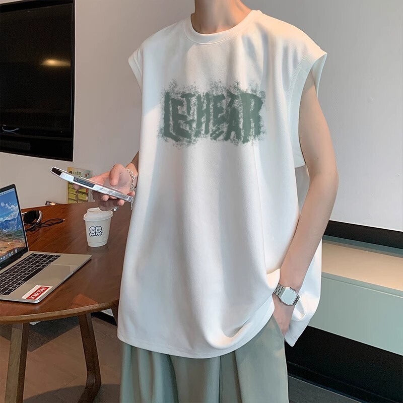 Summer New Trendy Letter Print Vest Designer T-shirt For Men Casual Designer Polo Hoodie Loose Sleeveless Sports Top