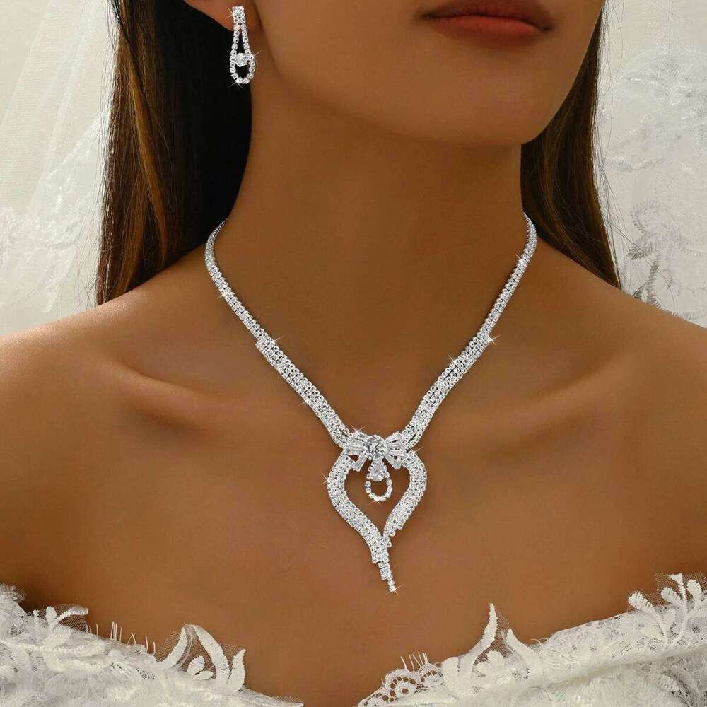 Wholesale Cross border Fashion Trend Necklace Earrings Bracelet Ring Bridal Jewelry Bare Diamond Set Z260313