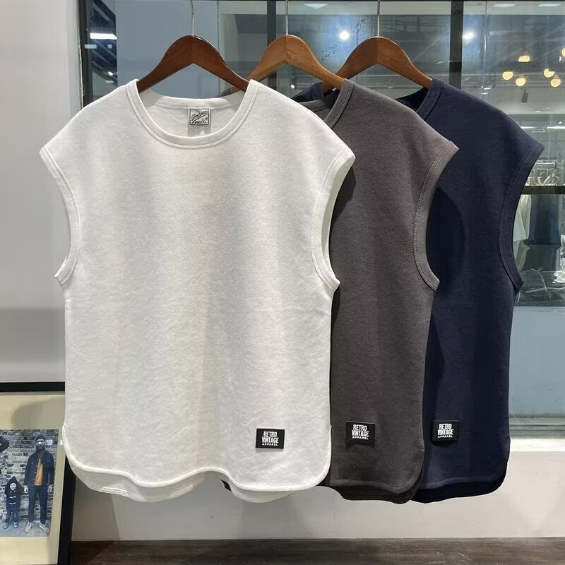 Summer INS Trend Ice Silk Designer T-shirt Designer Hoodie Sleeveless Vest White Polo Base Short Sleeve Retro Tank Top Men's Loose For Outerwear