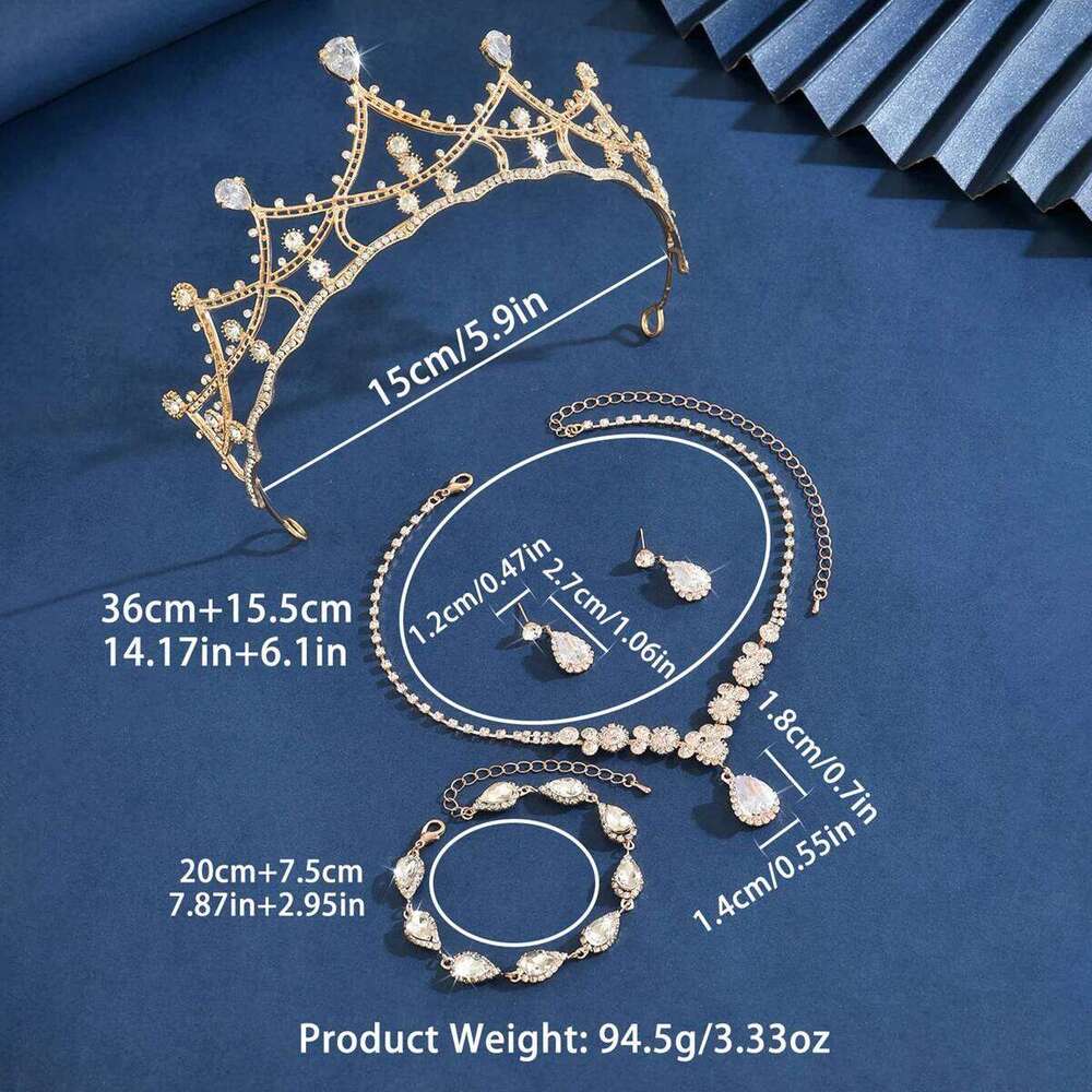 Ladies' Fashion Simple, Gorgeous and Elegant Crown Necklace Earrings Bracelet Jewelry Set Z260313