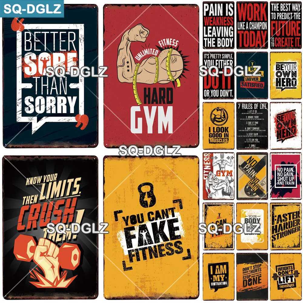 SQ-DGLZ Fitness Metal Sign Vintage Sport Club Metal Plaque Plate Health Wall Decor Tin Signs GYM Poster D260314