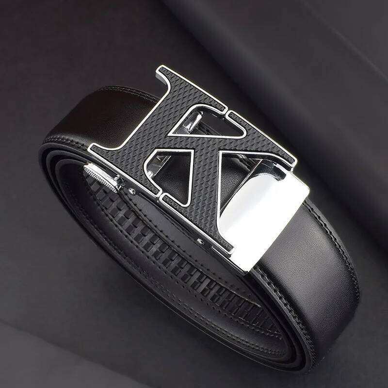 Casual K letter Automatic Buckle Belts High Quality Men Luxury Brand Waistband Genuine Leather Ceinture Homme Z260226