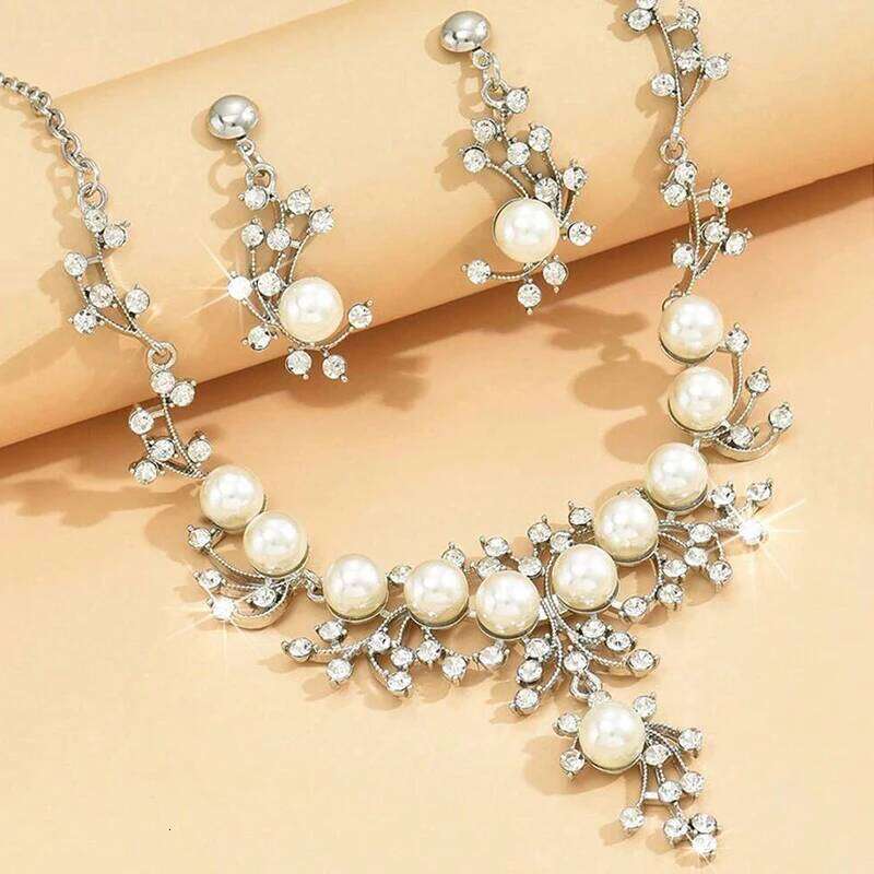 1set Fashion Necklaces Party Daily Sacrament Wedding Accessories Women's Pearl Earrings Jewelry Set Z260313