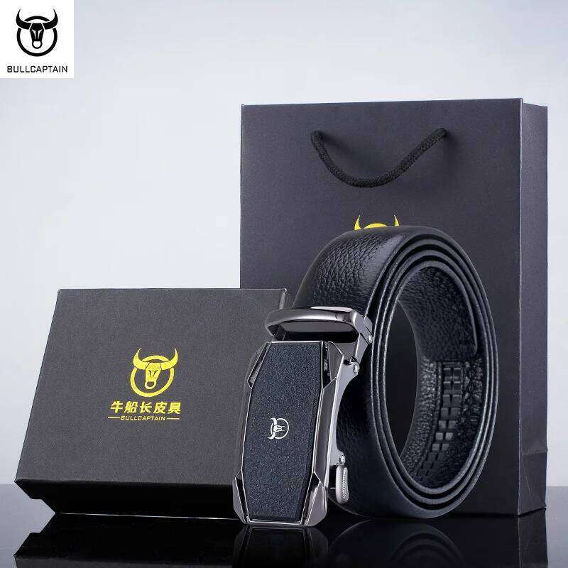 BULLCAPTAIN First Layer Automatic Leather Belt Men's Business Casual Buckle Headband Z260226