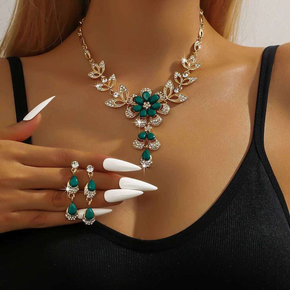 3PC Women's Fashion Trend Design Versatile Flower Necklace Earrings Jewelry Set Wedding Banquet Party Holiday Gift Z260313