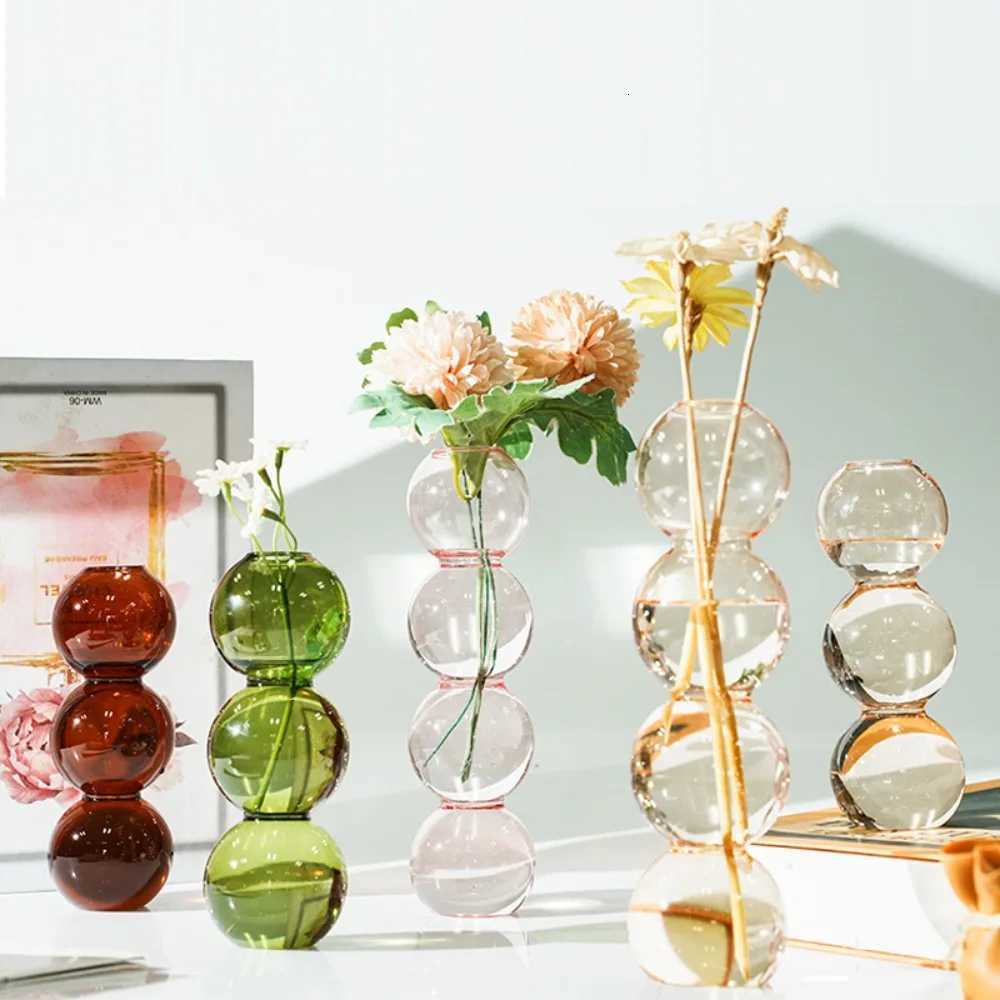 Modern Simple Creative Glass Vase Homestay Flower Utensils Decoration Bubble Vase Flower Arrangement Hydroponic Ball Glass Y260314