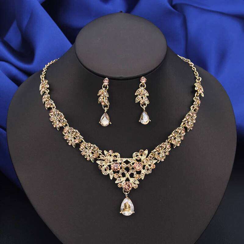 Fashion Choker Necklace for Women Bridal Jewelry Sets Party Prom Wedding Earrings Costume Accessories Z260313