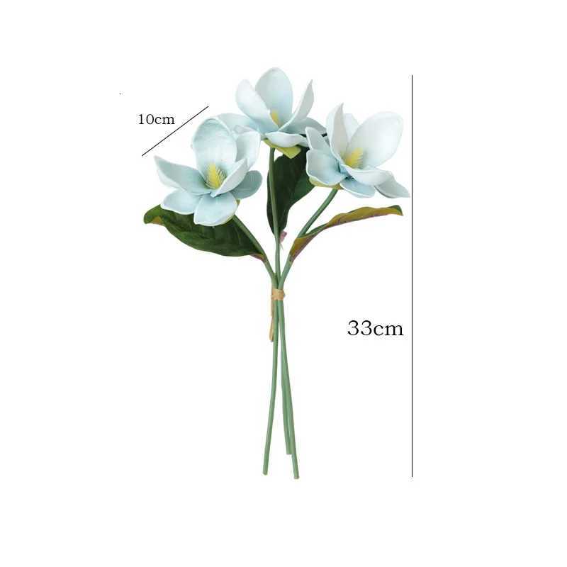33CM New Chinese Style Artificial 3-Branch Bundle Magnolia Flower Home Decoration Living Room Dining Table Decoration Y260314