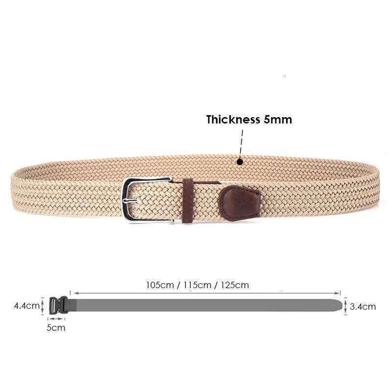 VATLTY Fashion Woven Elastic for Women Men Solid Alloy Silver Buckle Stretch Strap Female Jeans Brown Belt Girdles Male Z260226