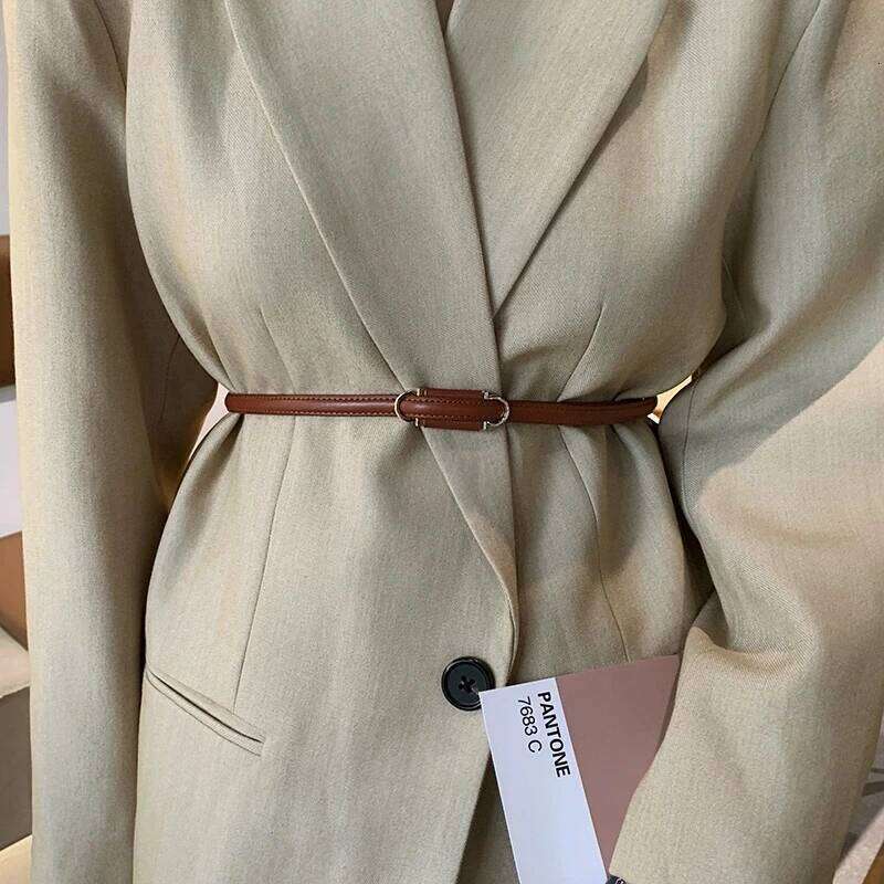 Fashion Genuine Leather Skinny Women's Gold Color Alloy Buckle Adjustable Slim Soft Belts corset belt for women Z260226