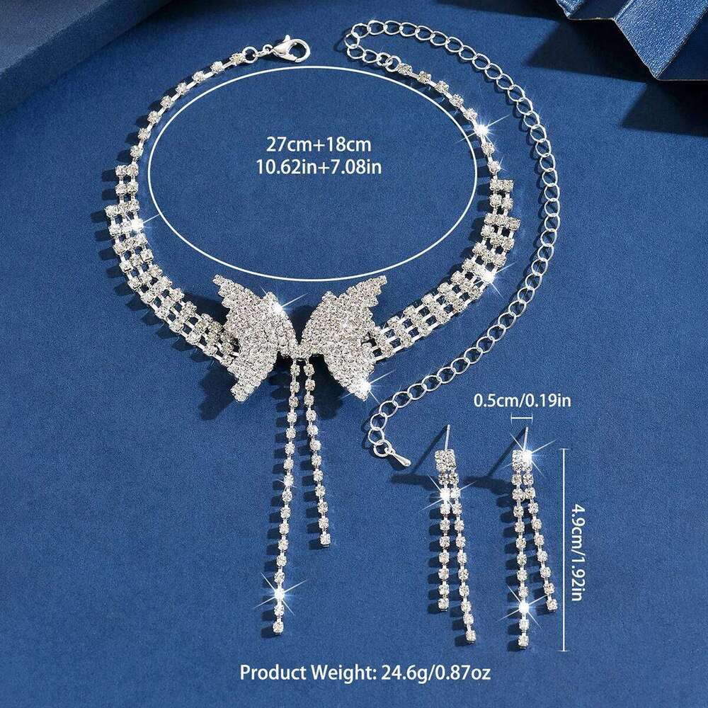 Wholesale of cross-border butterfly luxury necklaces, earrings, wedding dresses, versatile accessories for Europe and America Z260313