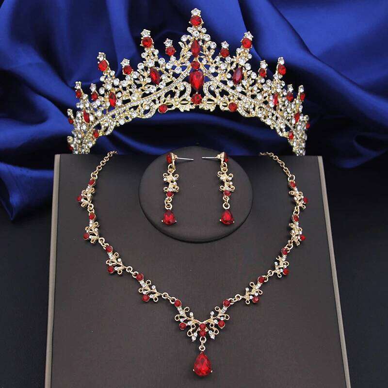 Quality Silver Color Water Drop Bridal Jewelry Sets Princess Tiaras Necklace Earrings Wedding Crown Jewellry Set for Brides Z260313