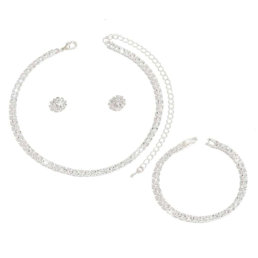 Ladies' fashionable, simple and versatile necklace, earring, bracelet, jewelry set suitable for daily wear, holiday gifts Z260313