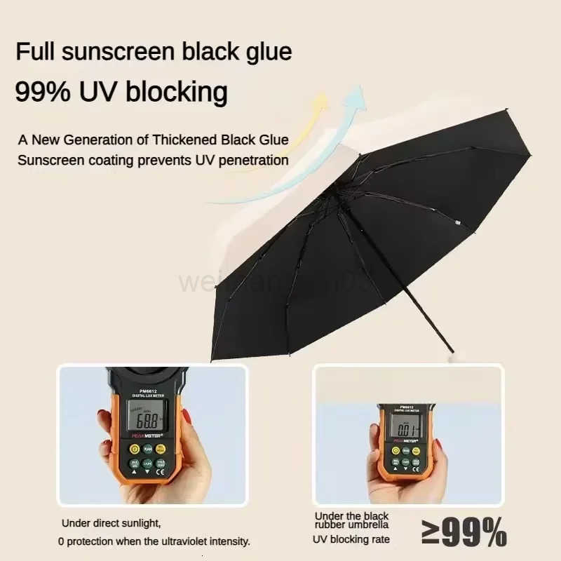 Folding Travel Umbrella Sun Protection Lightweight Compact Pocket Umbrella Windproof Rainproof with Capsule Storage H260314