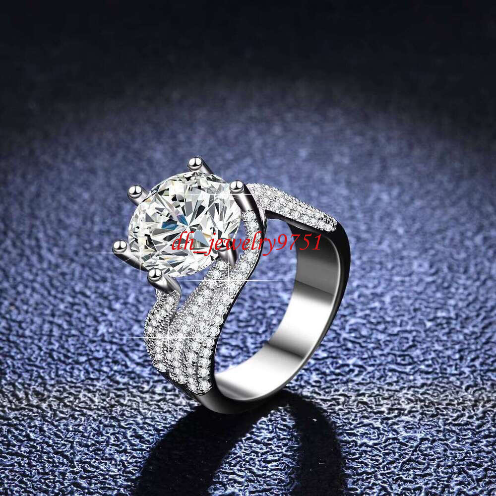 2026 Luxury Moissanite Diamond 925 Silver Wedding Jewelry Women's Engagement Ring White Gold Finish