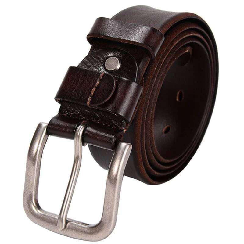 3.7CM Cowhide Men Copper Buckle Top Genuine Leather Casual Jeans Belt High Quality All-match Retro personal Male Strap Z260226