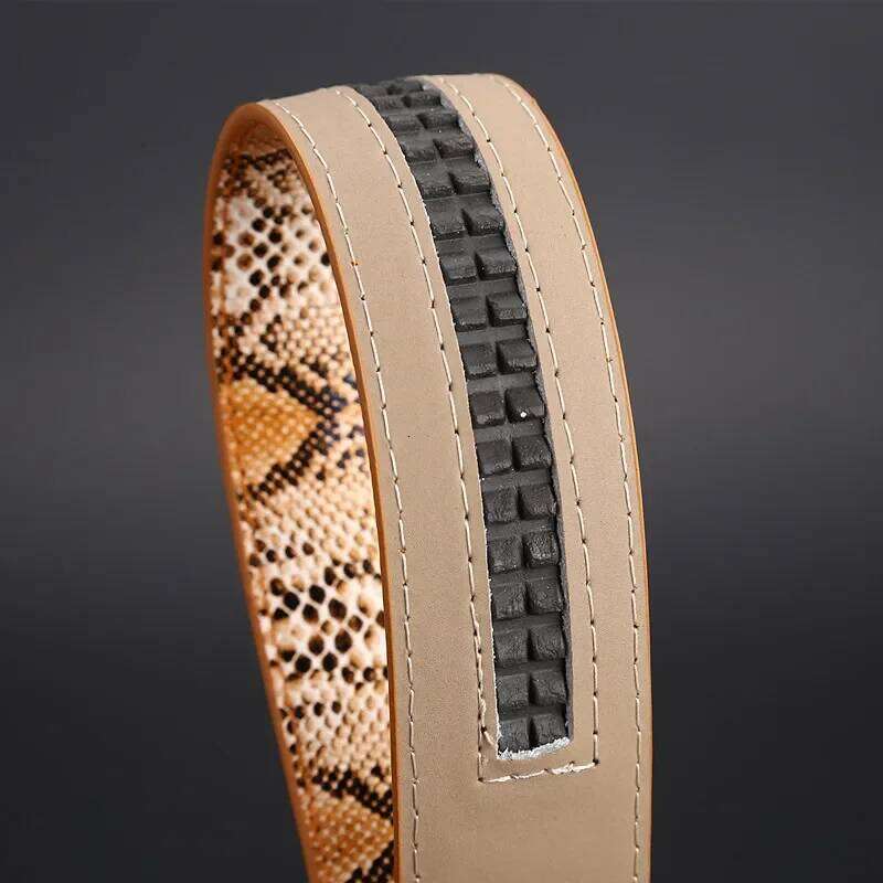 Mens Snake Automatic Buckle Cowhide Leather Korean Business Belt Z260226