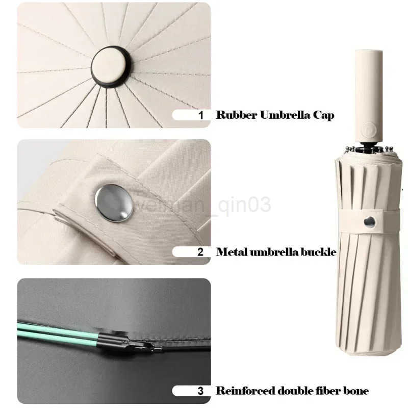 Windproof Compact Umbrellas Automatic Fold Business Luxury Sun Rain Umbrella Travel 16K Double Bones Large Umbrella H260314