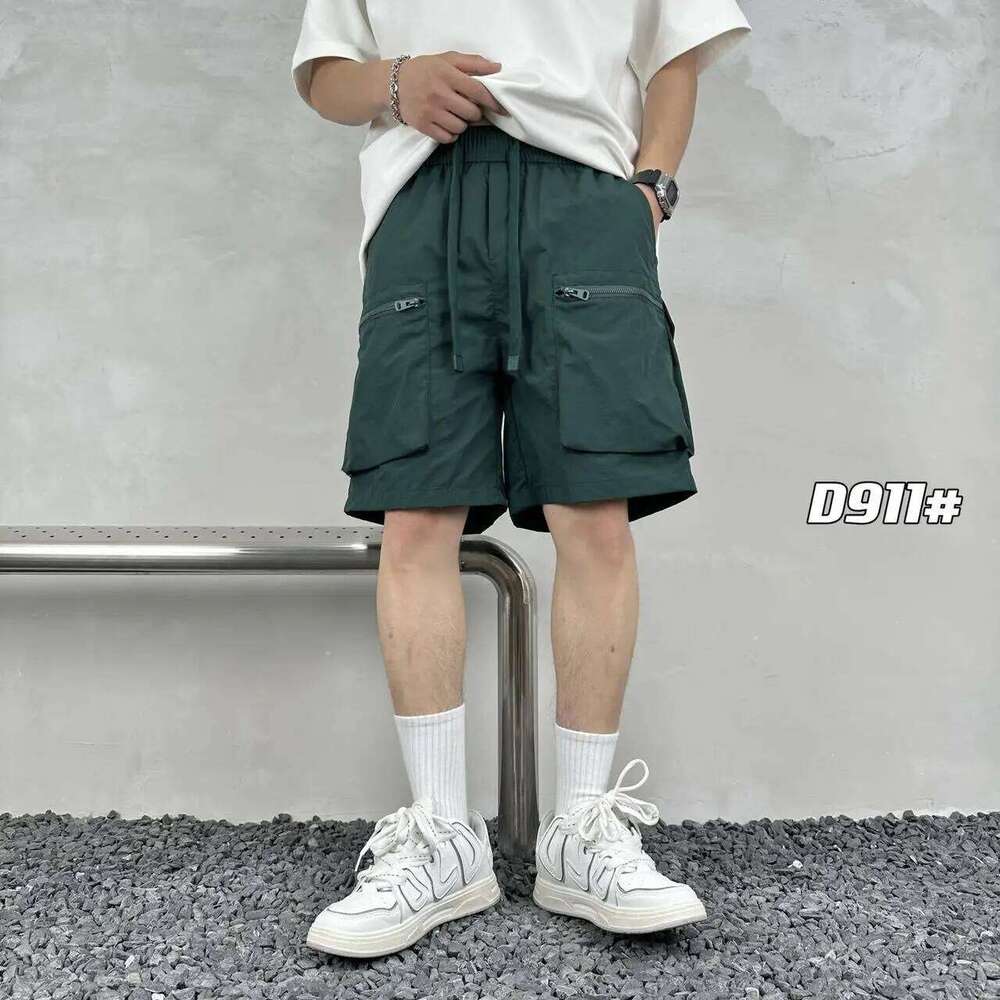 Quick drying summer multi pocket thin solid color simple loose workwear shorts for men, five point casual trendy brand sports pa Z260314