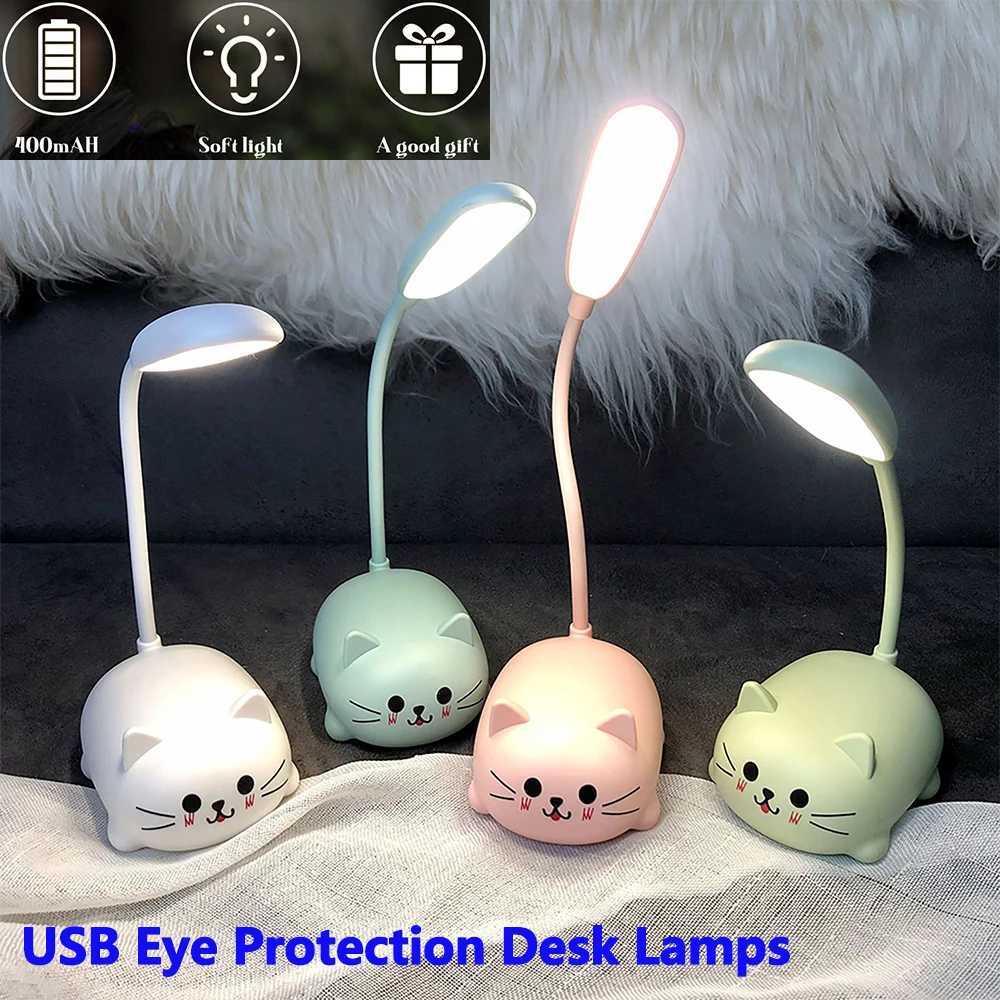 Led Colorful Night light Table Lamp Cartoon Cute Pet Cat Light Usb Child Eye Protection Warm White Desk Lamp LED Reading Light Y260314